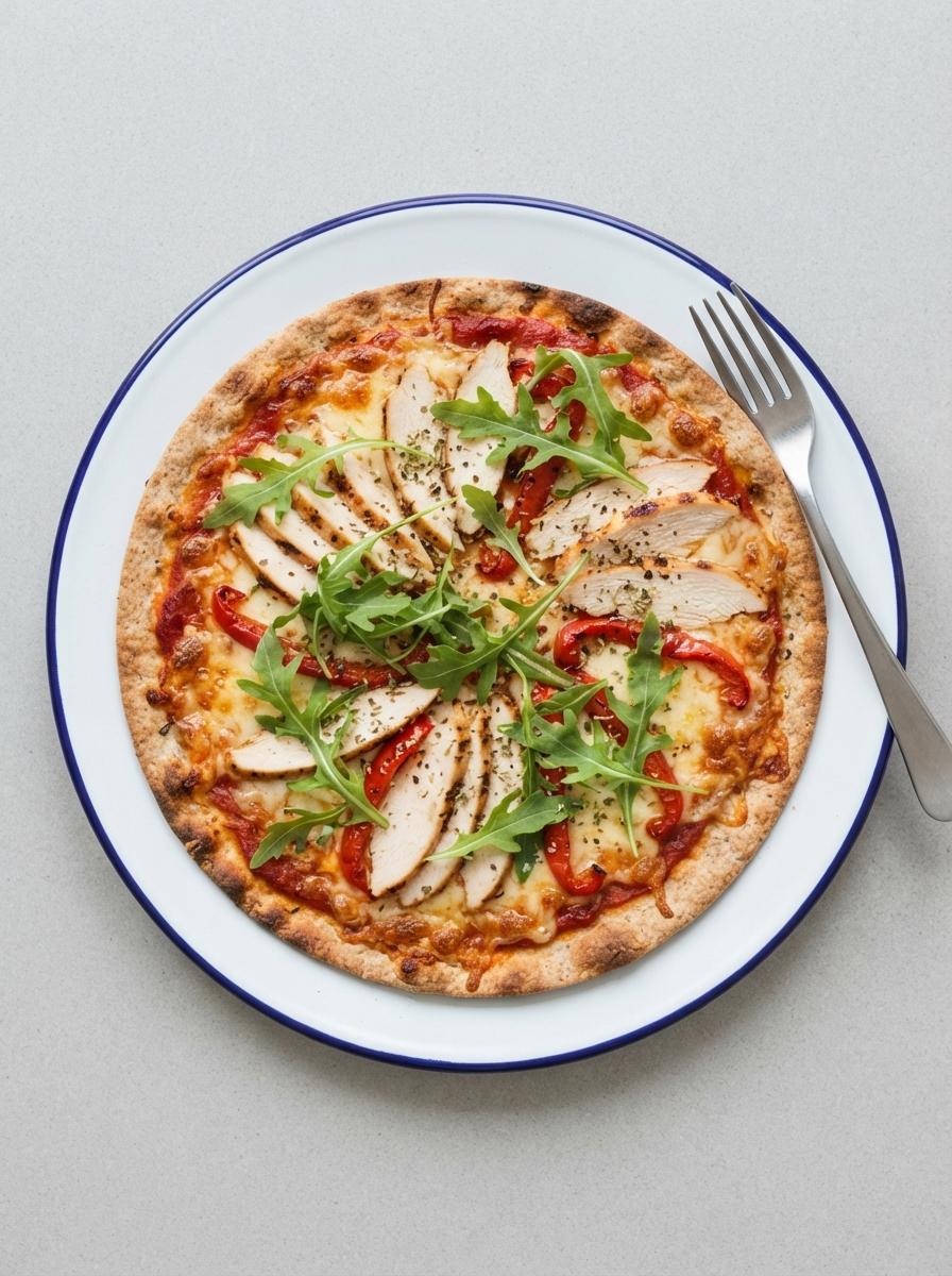 Eiwitrijke flatbread pizza met kip