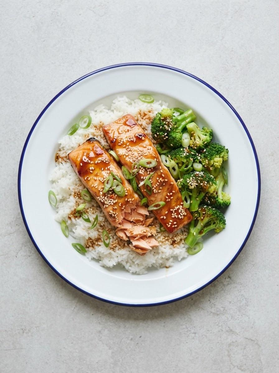 Snelle teriyaki-zalm met rijst