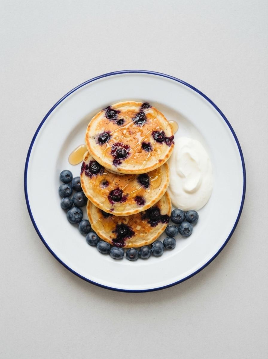 Eiwitrijke blauwe bessen pannenkoekjes