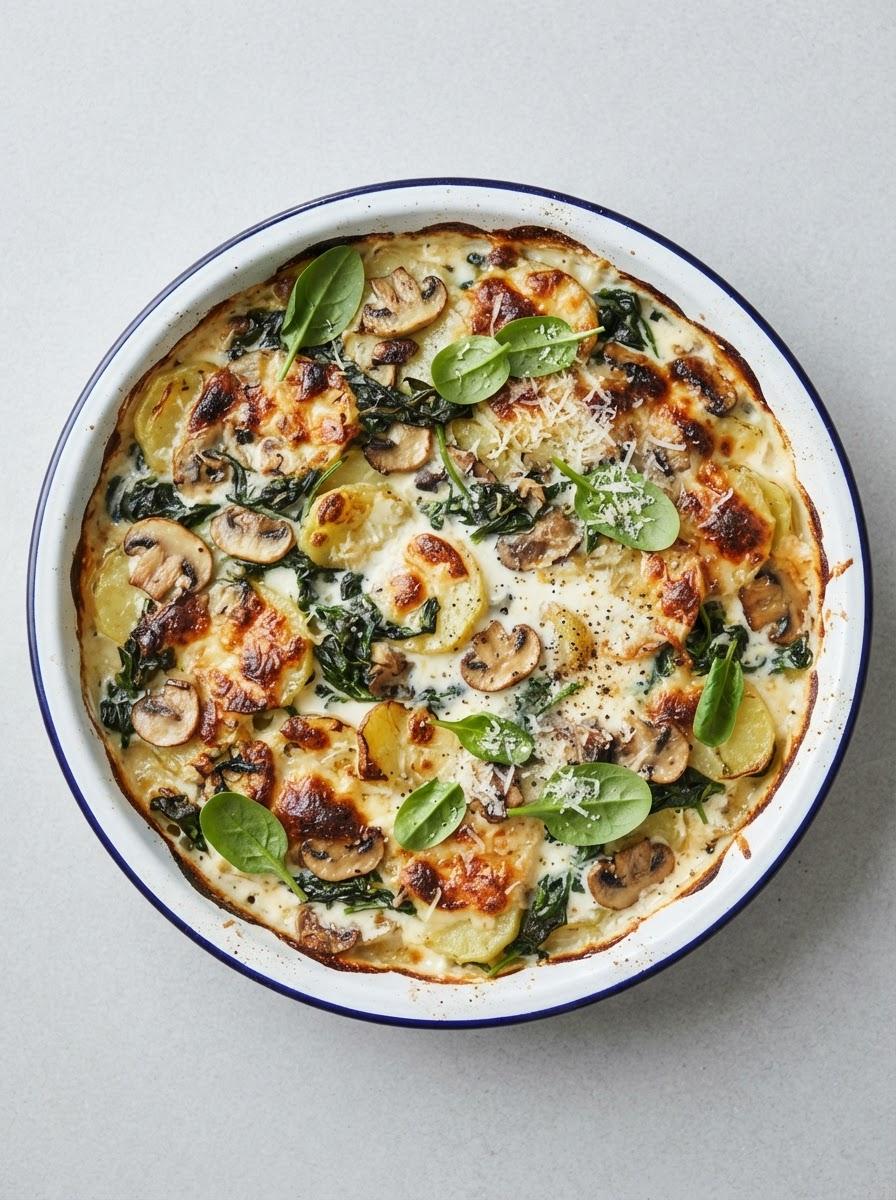 Vegetarische ovenschotel met spinazie