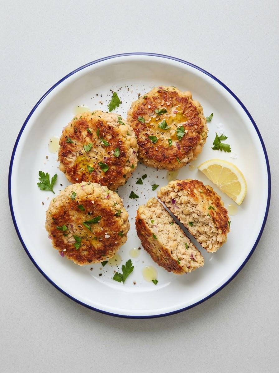 Eiwitrijke tonijnburgers met kikkererwten
