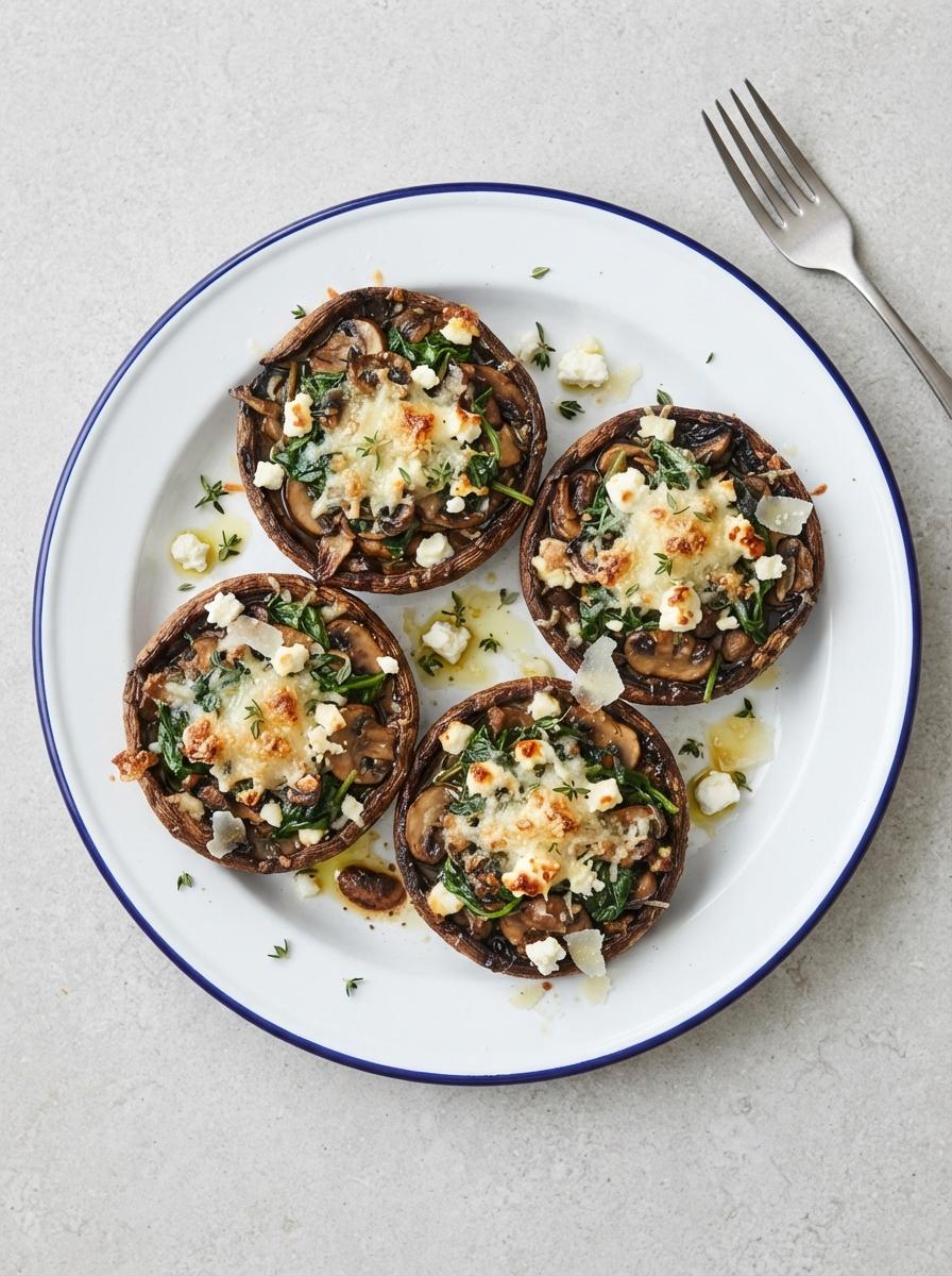 Vegetarische gevulde portobello's met kaas