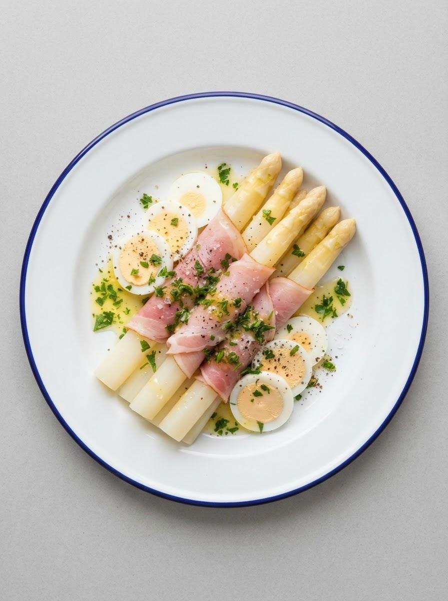 Koolhydraatarme asperges met ham en ei
