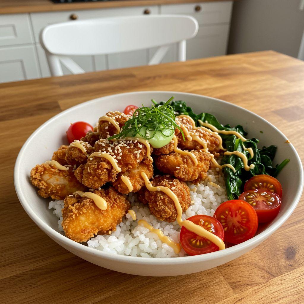 Sushi bowl met kippeling