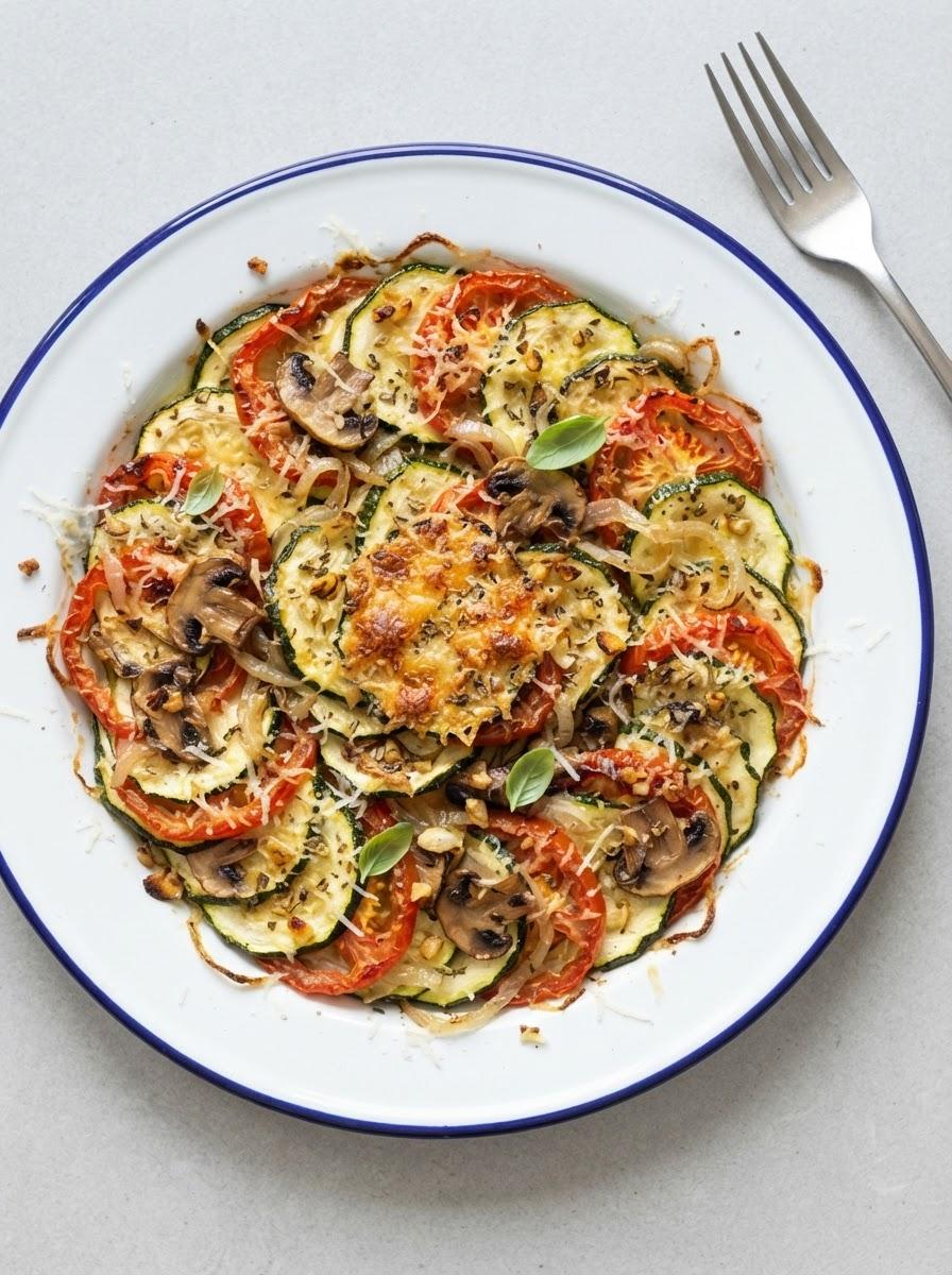 Vegetarische ovenschotel met courgette en tomaat