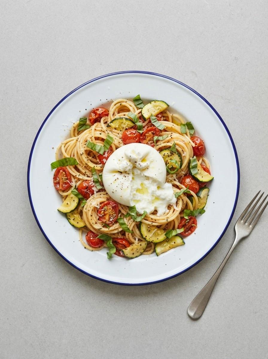 Snelle pasta met burrata