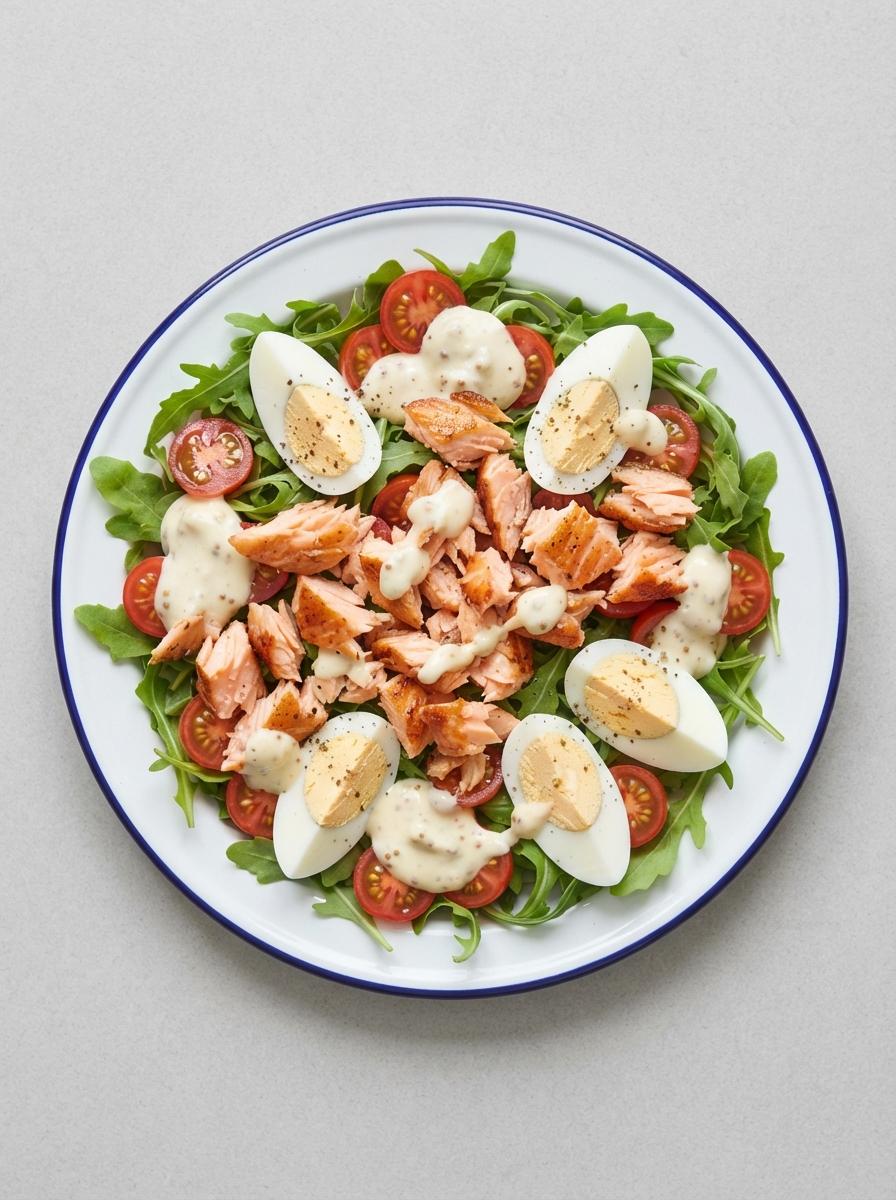 Eiwitrijke zalmsalade met ei