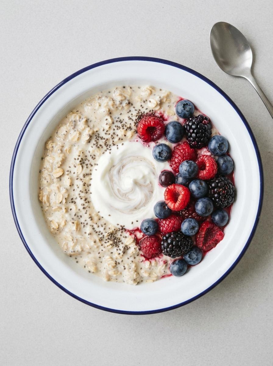 Eiwitrijke overnight oats met amandelmelk en kwark