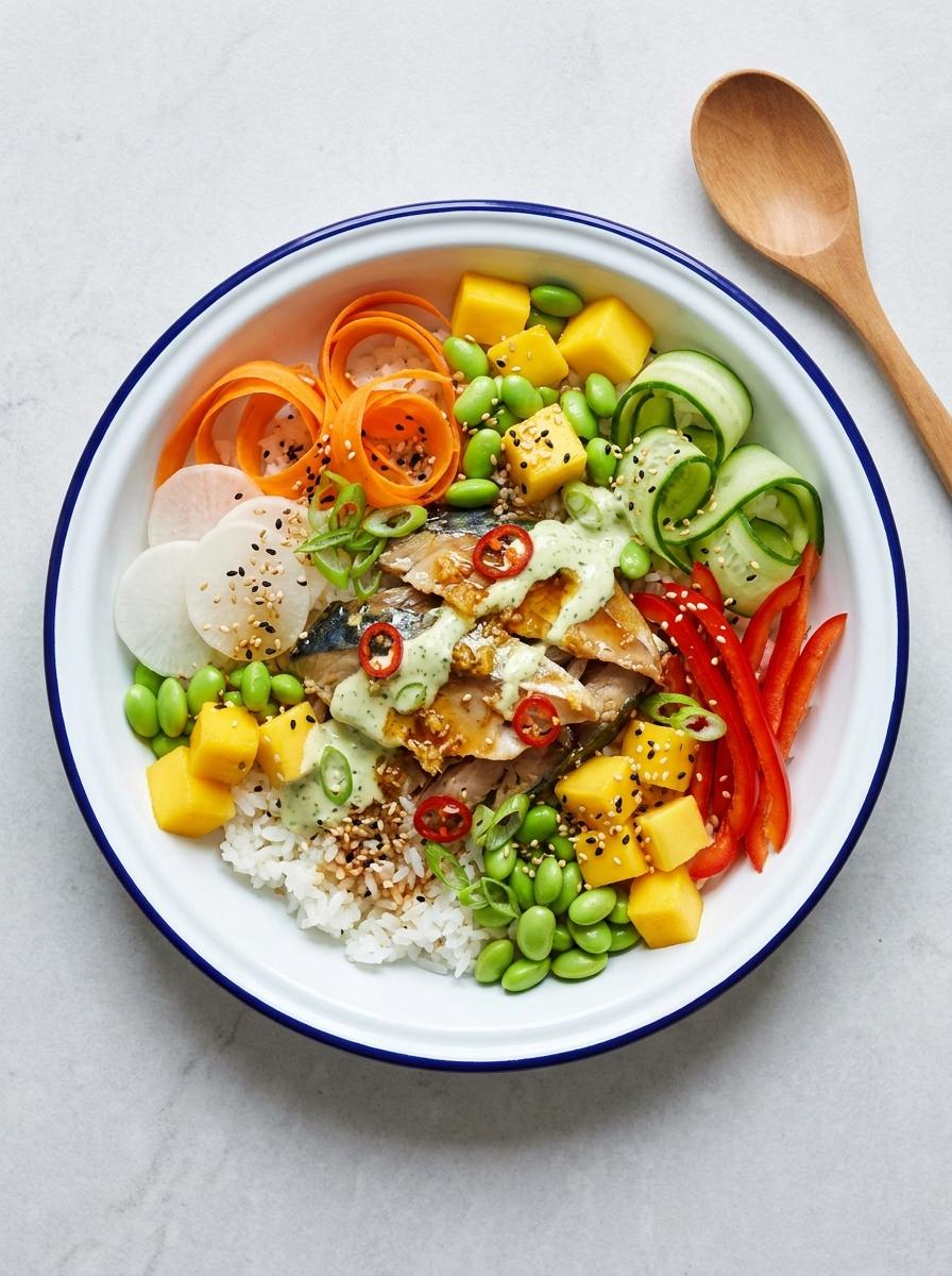 Poke bowl met gerookte makreel