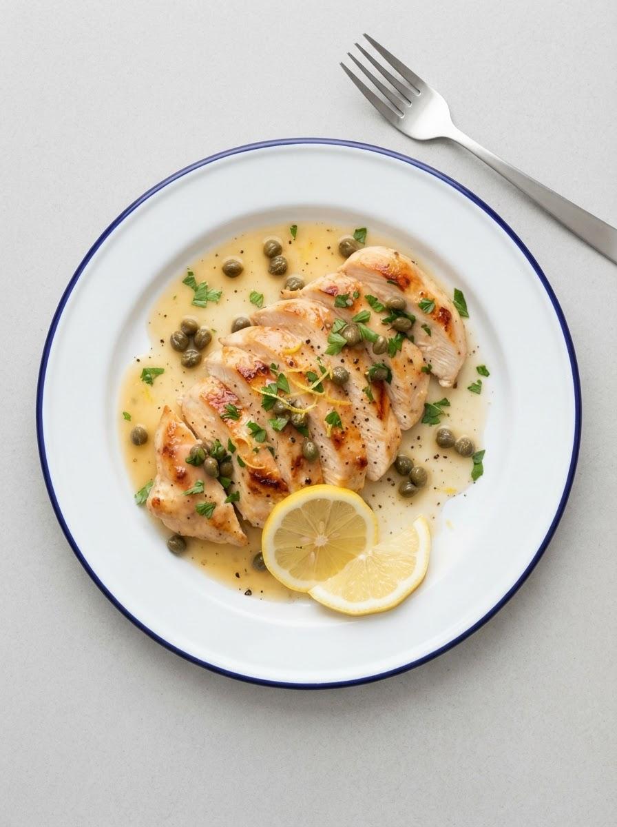 Eiwitrijke kip piccata met citroen en kappertjes