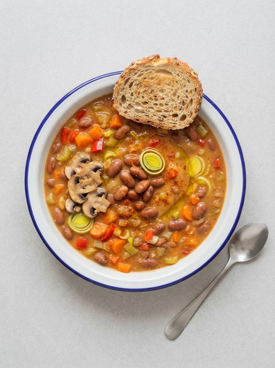 Vegetarische bruine bonensoep