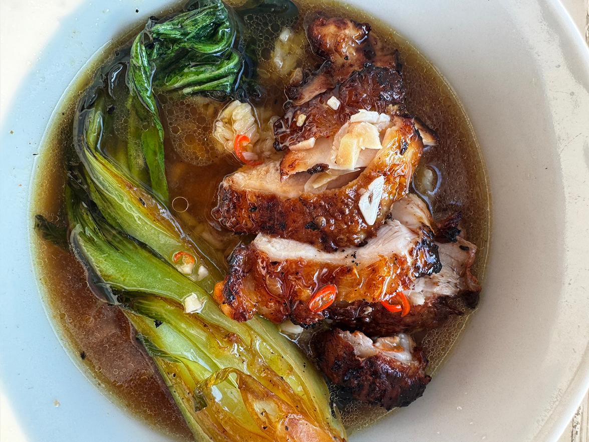 Hainanese Inspired Chicken Rice and Broth