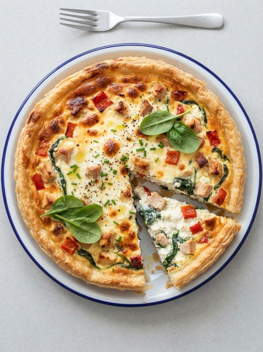 Eiwitrijke hartige taart met kip en hüttenkäse