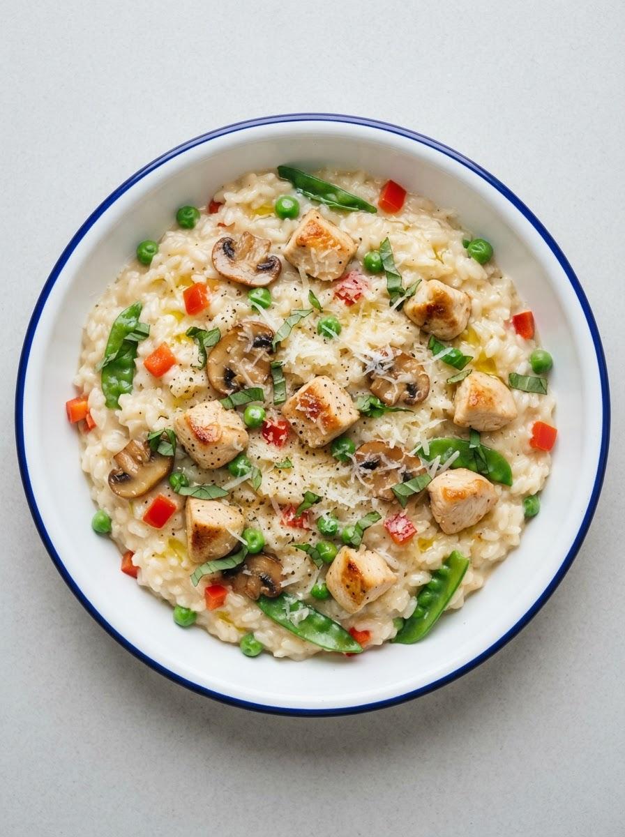 Caloriearme risotto met kip en groenten