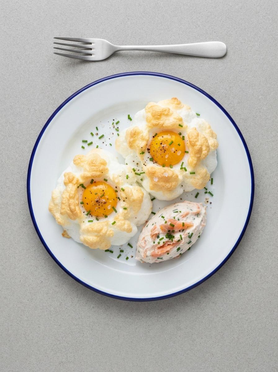 Eiwitrijke cloud eggs met gerookte zalm