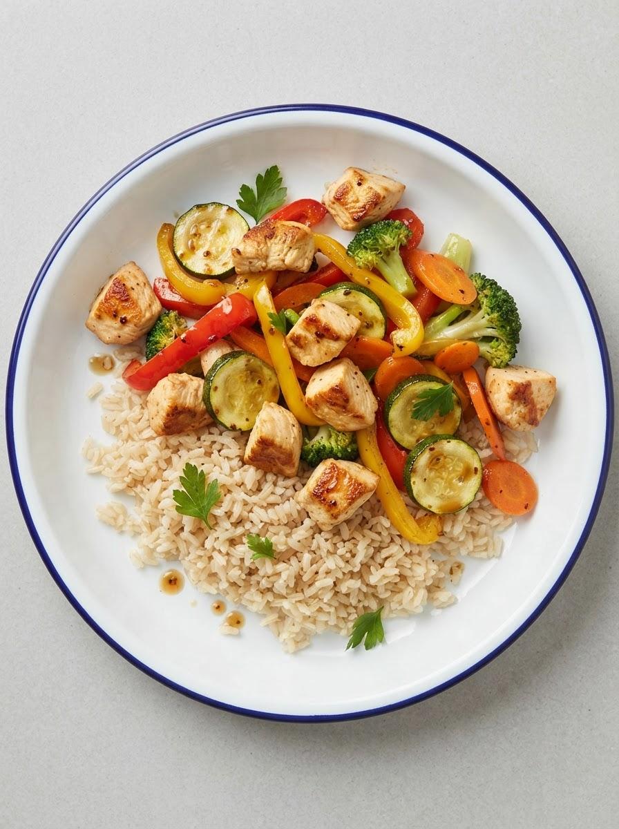 Caloriearme kipfilet met groenten en rijst