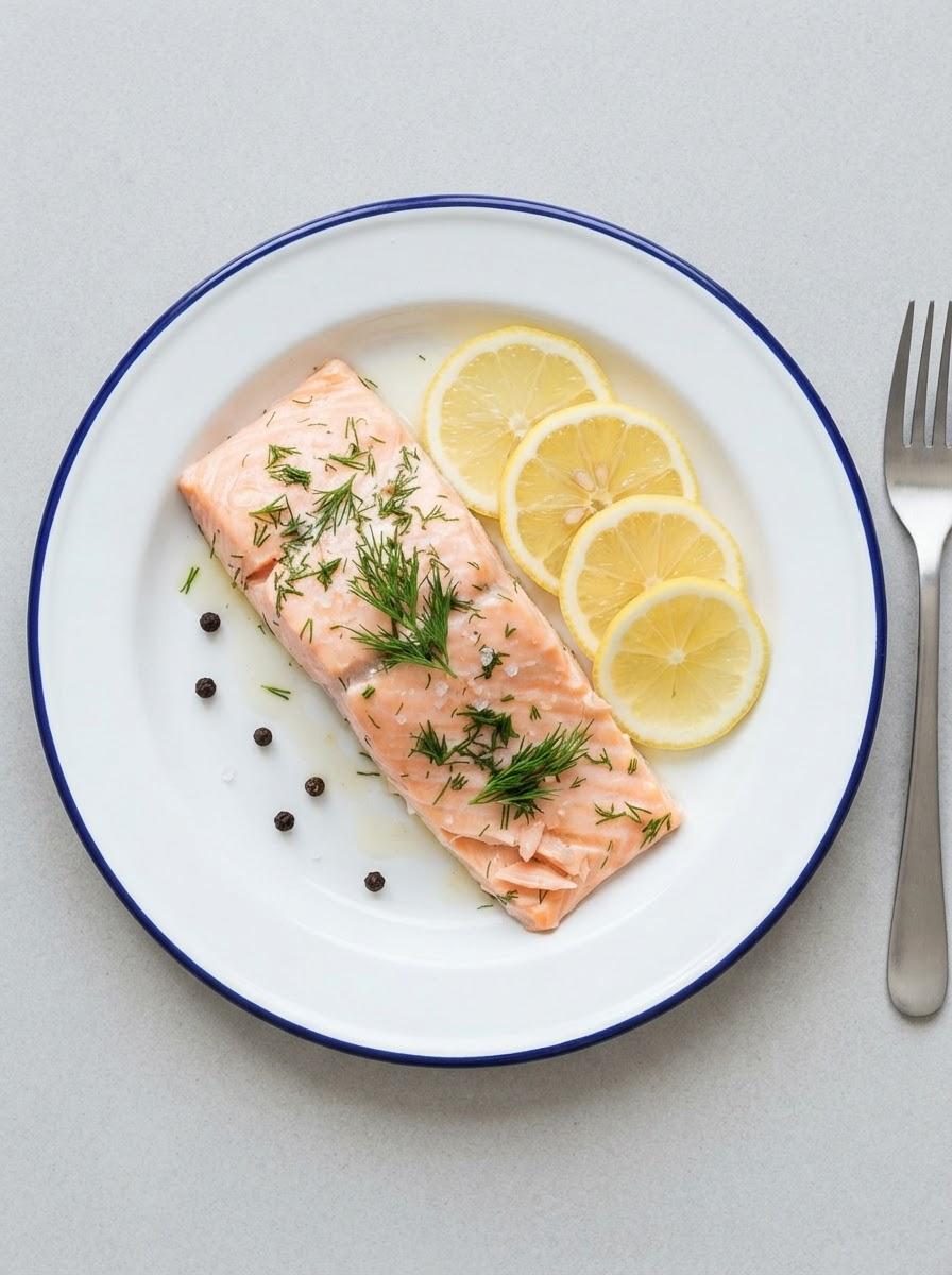 Eiwitrijke gepocheerde zalm met dille