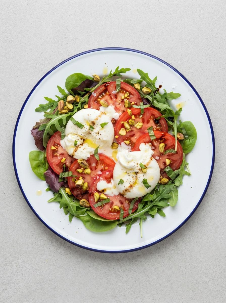 Vegetarische salade met burrata en tomaat