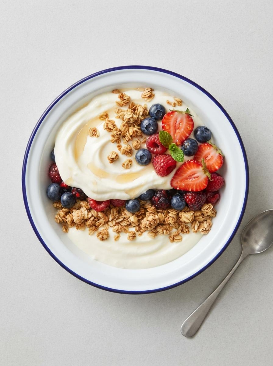 Eiwitrijke yoghurt parfait met granola