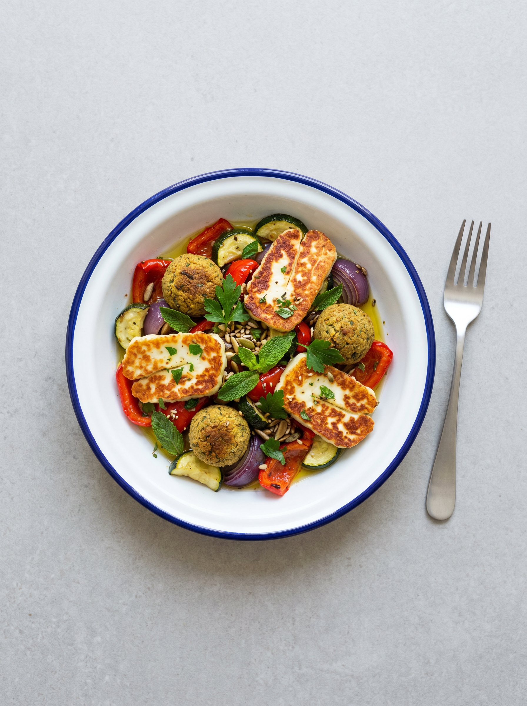 Airfryer Halloumi en Falafel Bowl