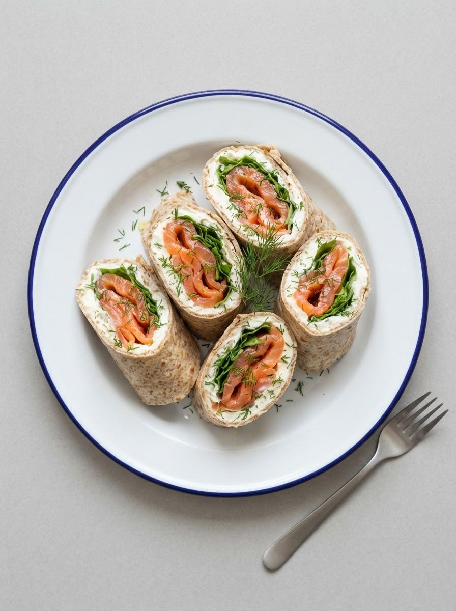 Eiwitrijke wraps met gerookte zalm en roomkaas