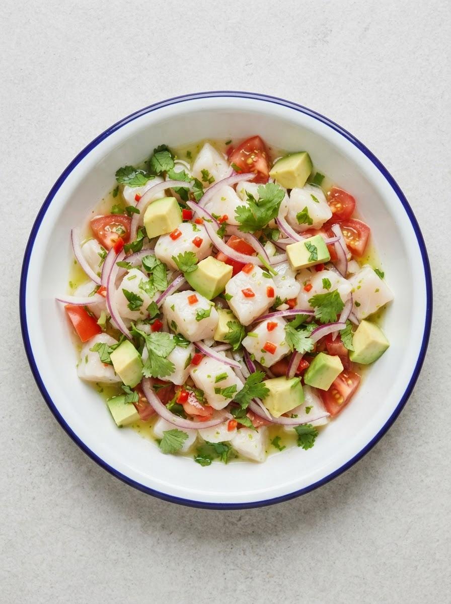 Eiwitrijke ceviche van witvis