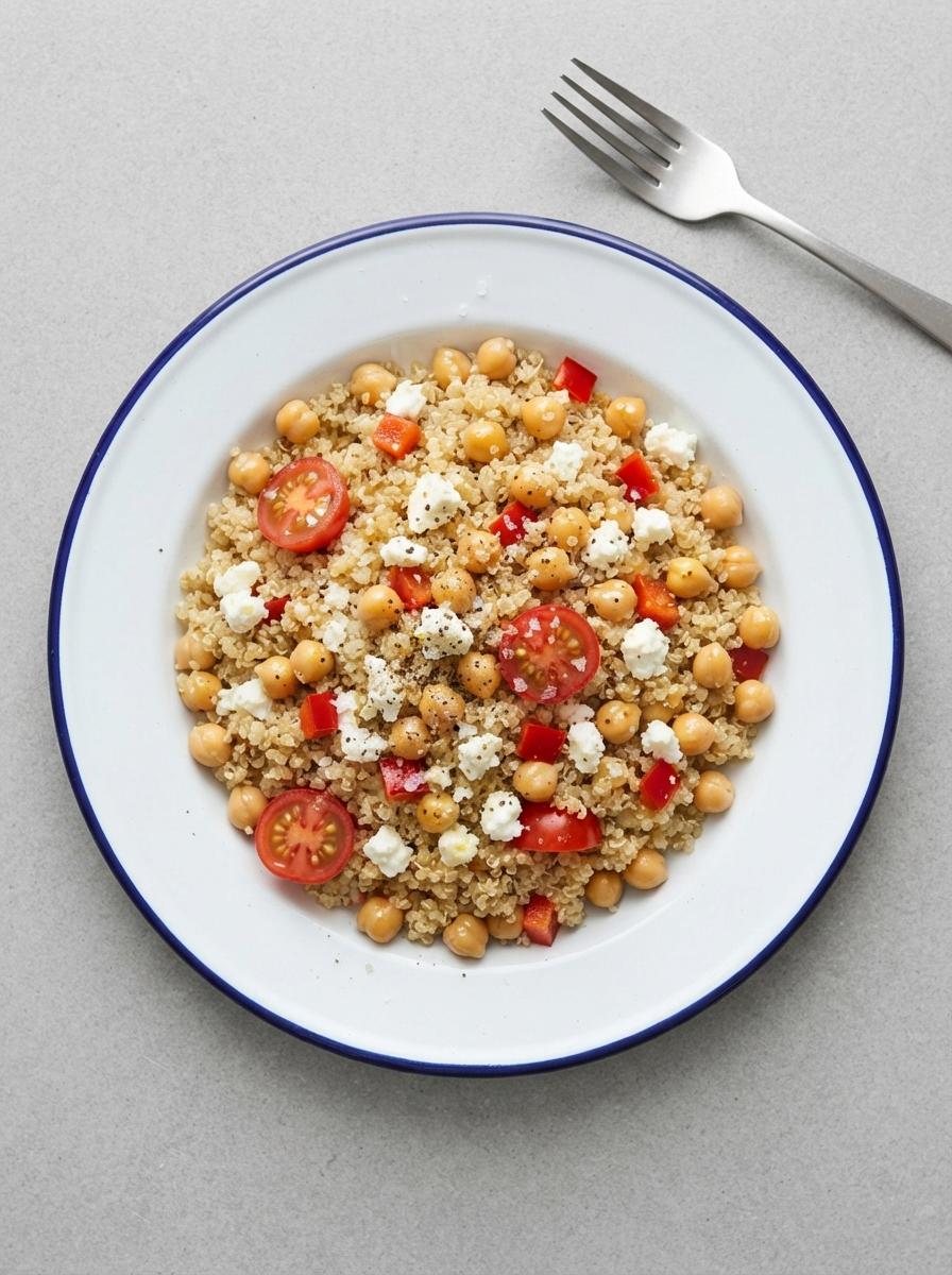Eiwitrijke quinoasalade met feta en kikkererwten