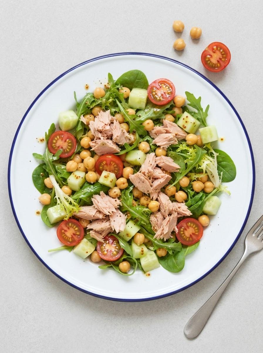 Caloriearme lichte lunch met tonijn en kikkererwten