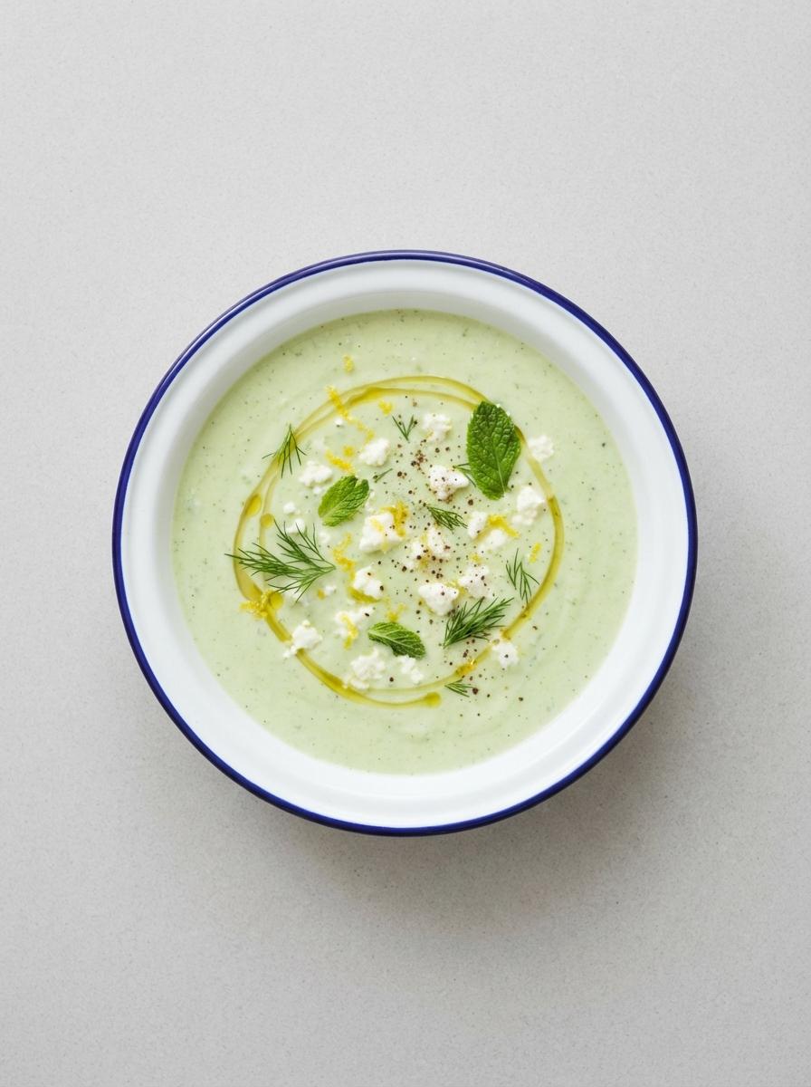 Vegetarische koude komkommersoep