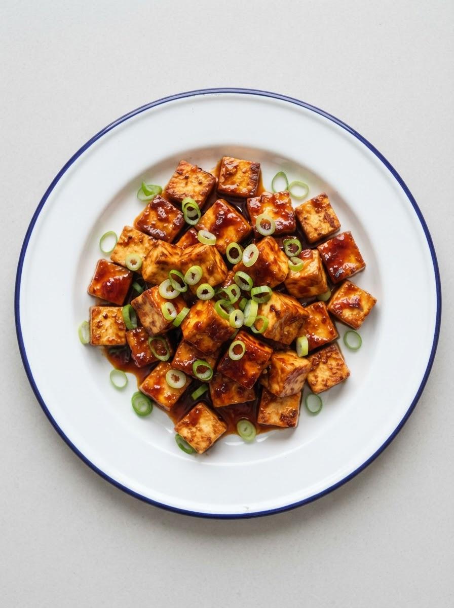 Eiwitrijke sticky gochujang tofu