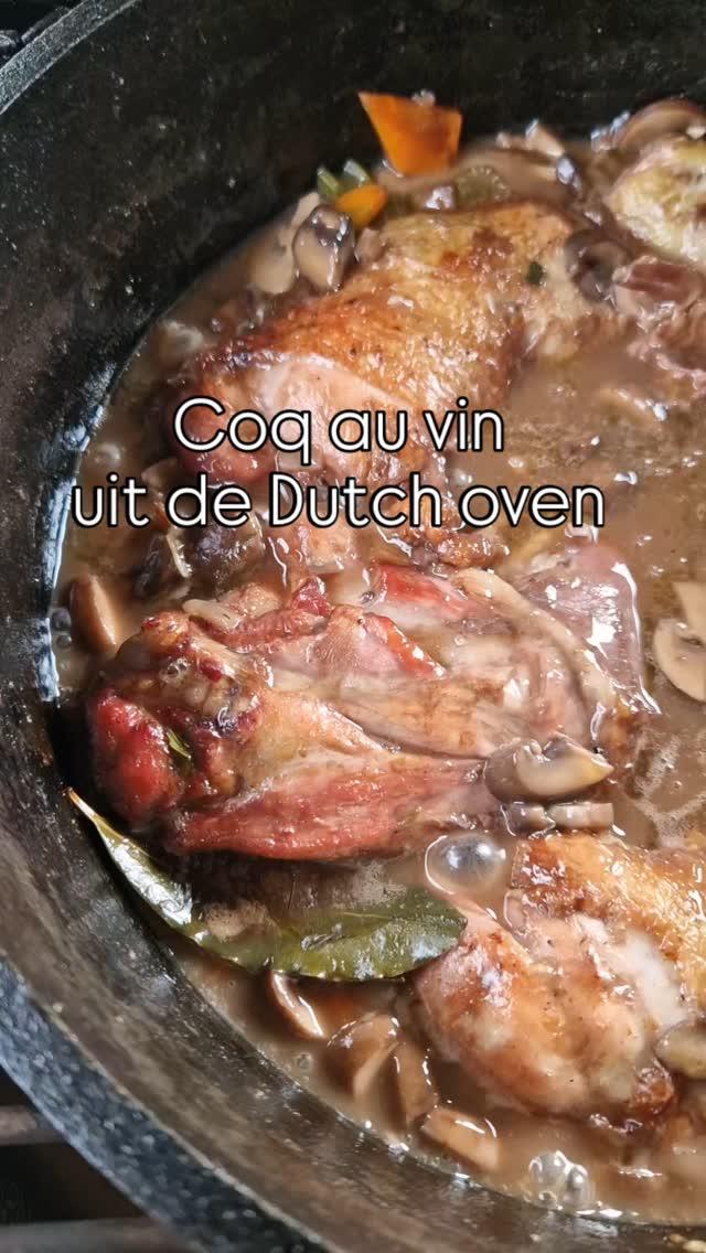 Coq au vin uit de Dutch oven