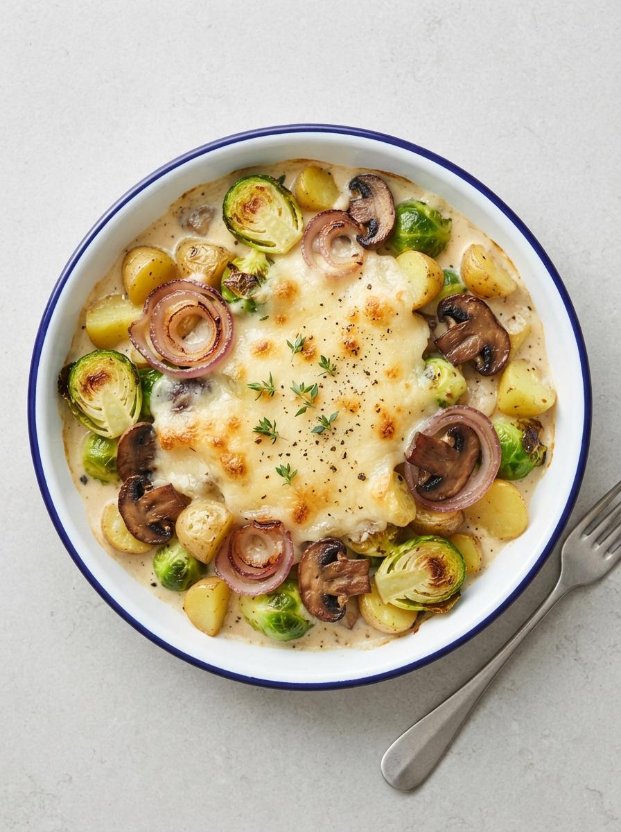 Vegetarische spruitjesschotel met kaas