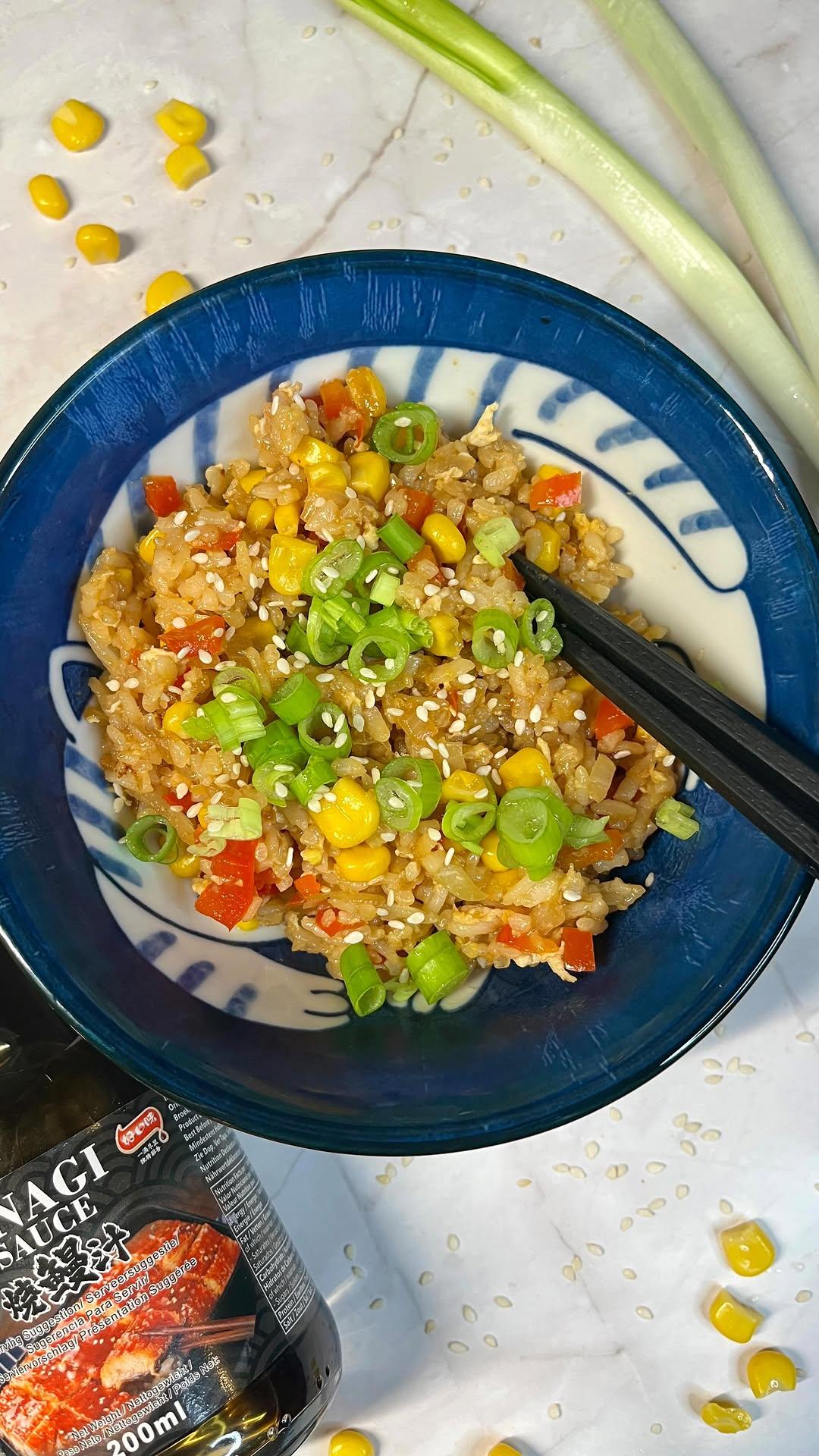 Unagi Fried Rice met Sushi Rijst