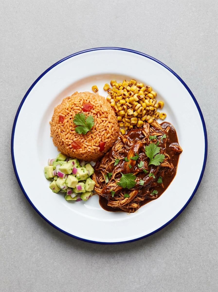 Mexicaanse Arroz Rojo met Mole pulled chicken
