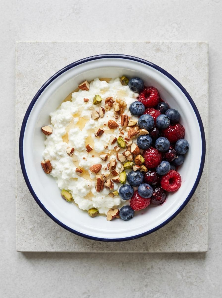 Eiwitrijke ontbijtbowl met hüttenkäse