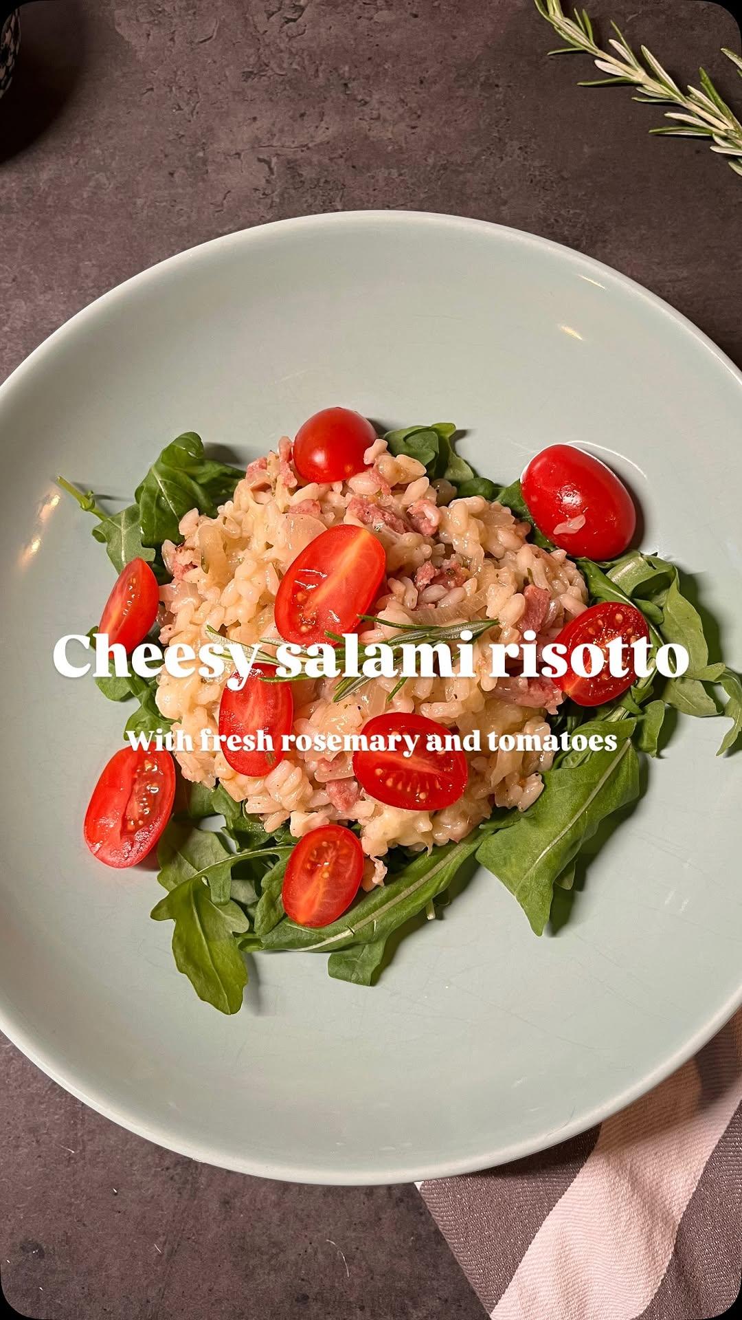 Cheesy salami risotto
