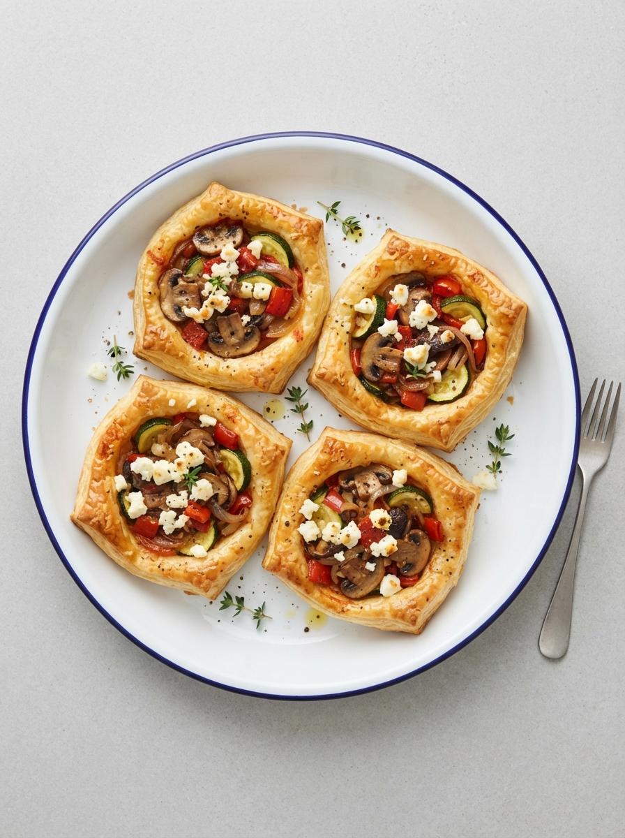 Vegetarische groentetaartjes van bladerdeeg