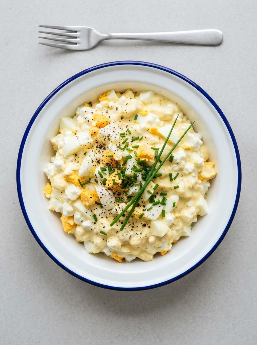 Eiwitrijke eiersalade met hüttenkäse