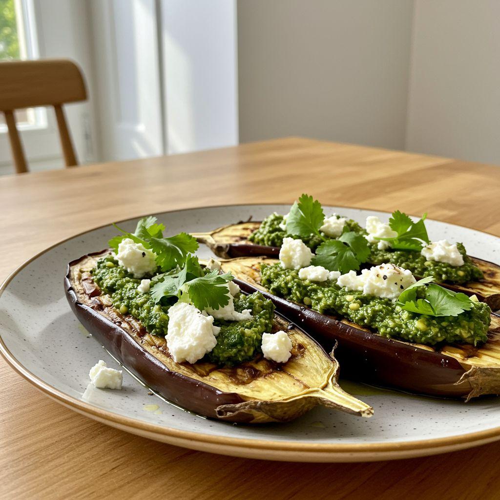 Geroosterde Aubergine Met Chermoula en Feta voor Het Hele Gezin