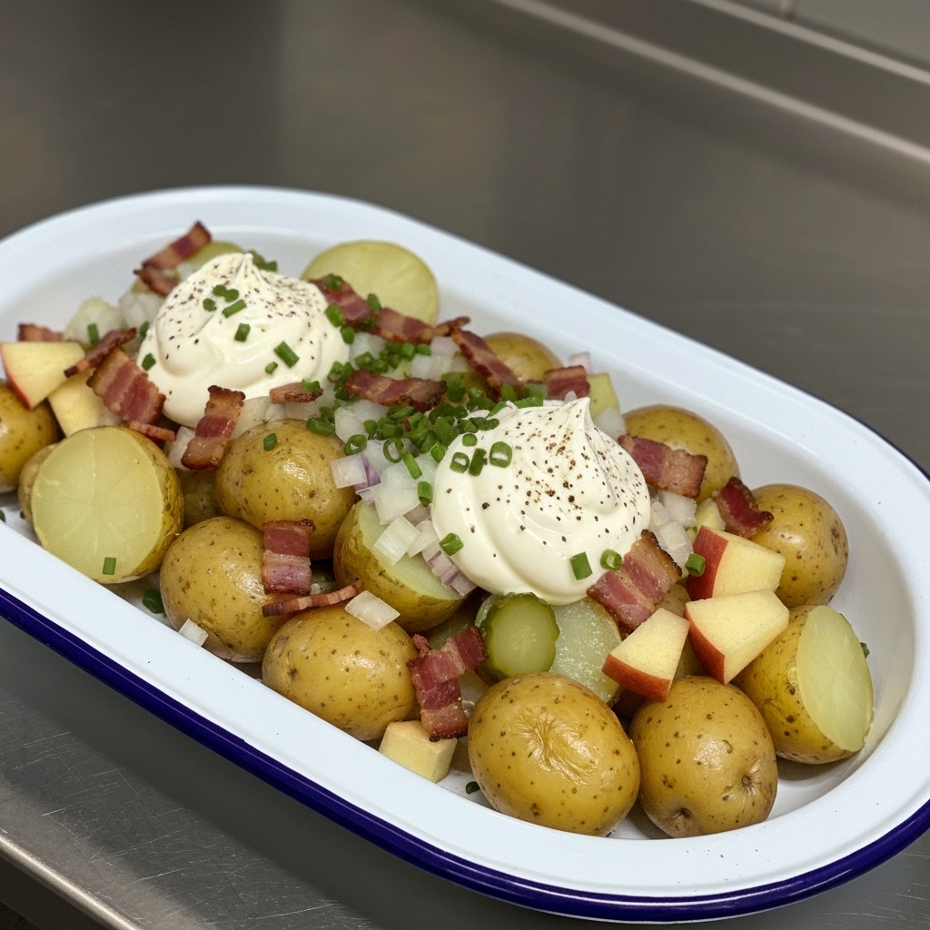 Aardappelsalade met Spekjes en Appel