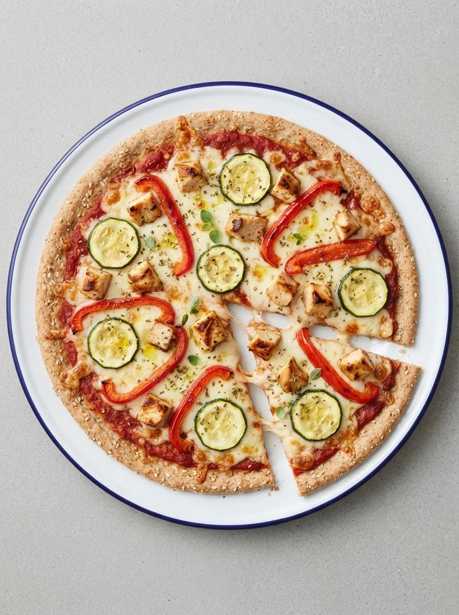 Caloriearme pizza met kip en groenten