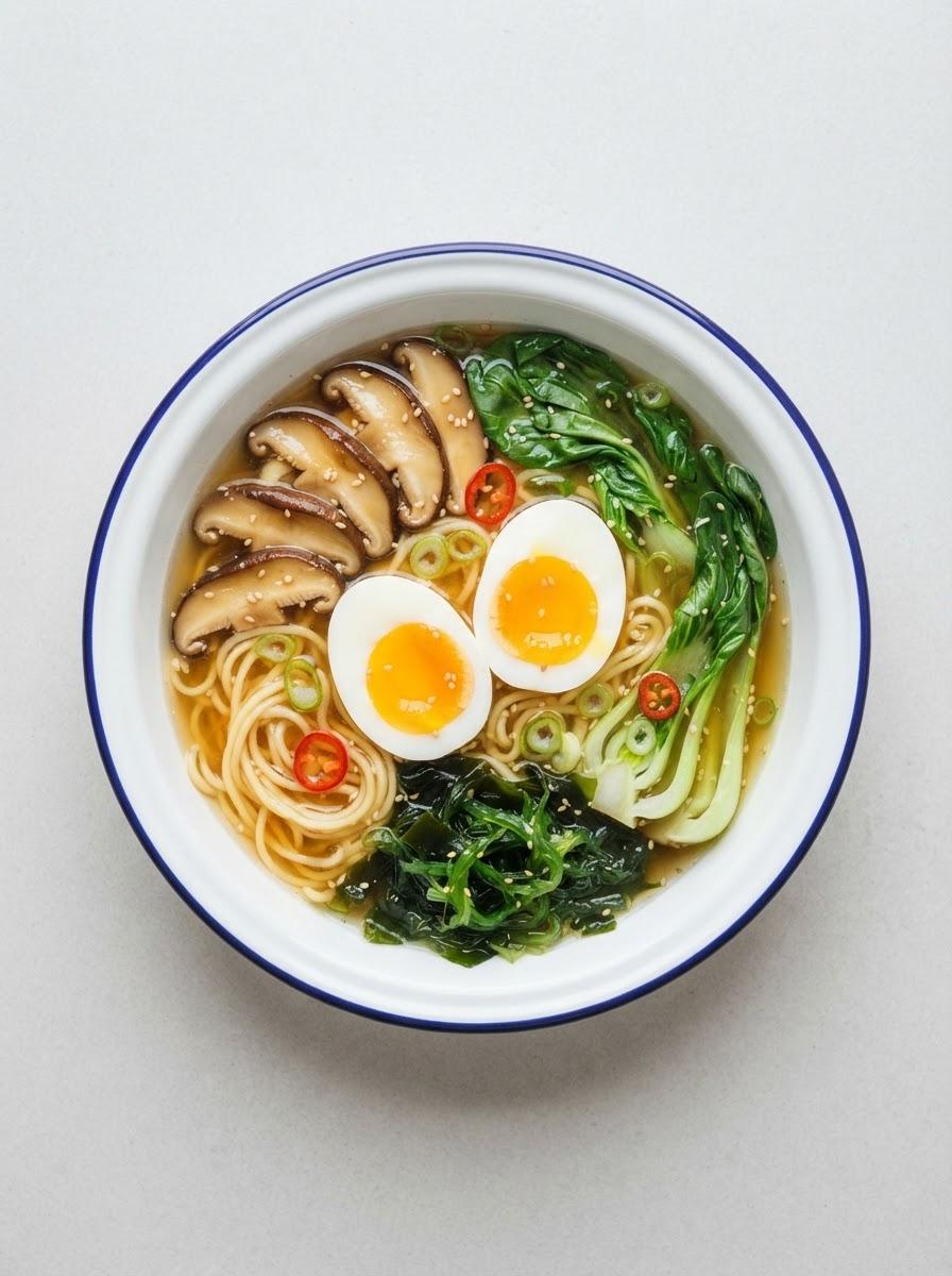 Vegetarische ramen met ei