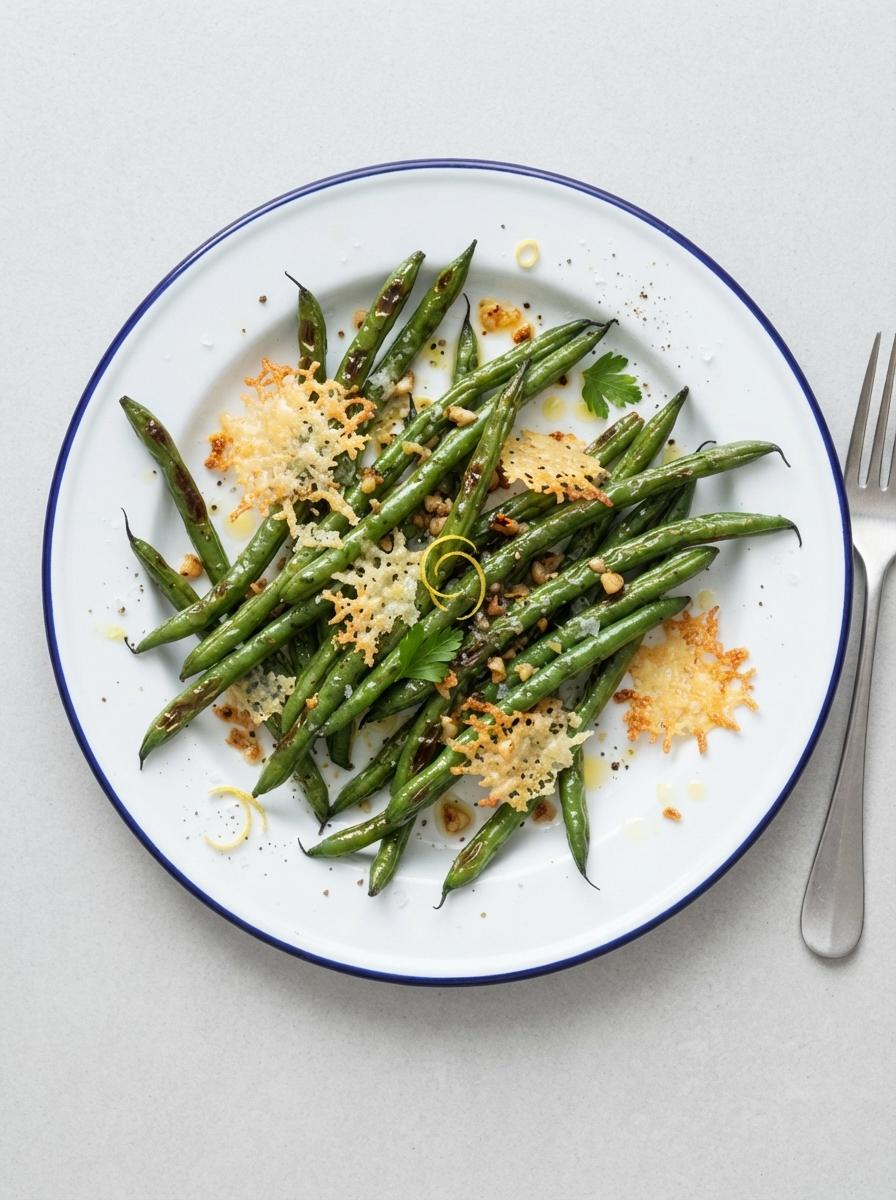 Vegetarische sperziebonen uit de oven met Parmezaan