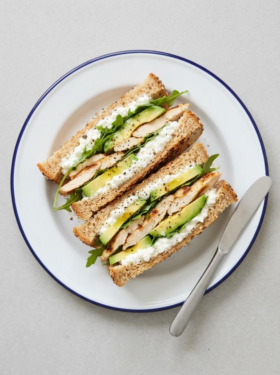 Eiwitrijke kip-avocado sandwich