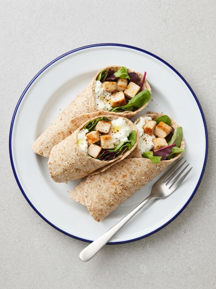 Eiwitrijke wraps met kip en hüttenkäse