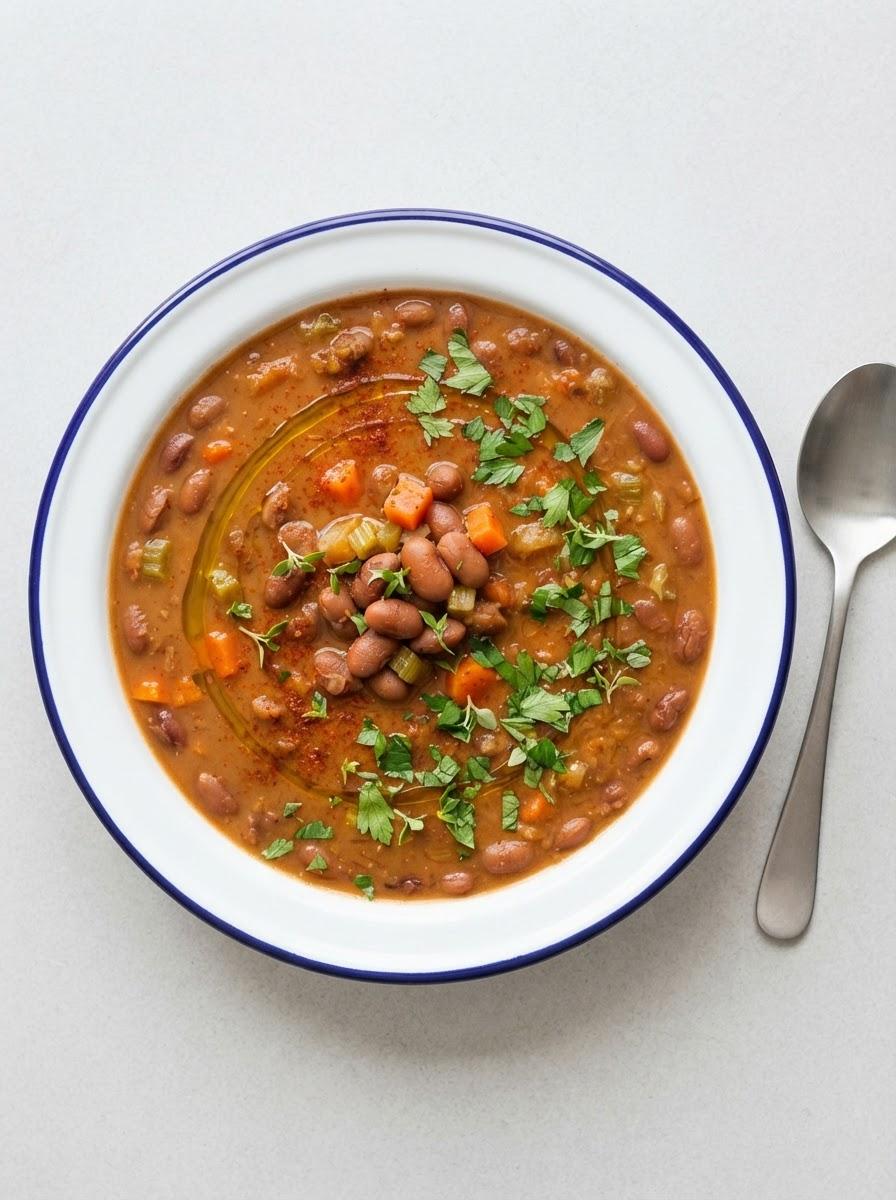 Vegetarische bruine bonensoep