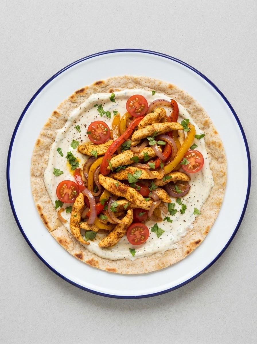 Caloriearm flatbread met kip en groenten