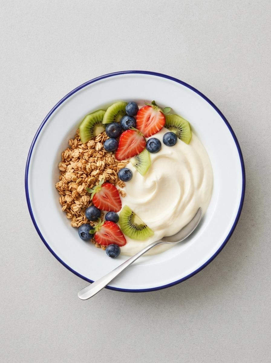 Eiwitrijke kwarkbowl met granola en fruit