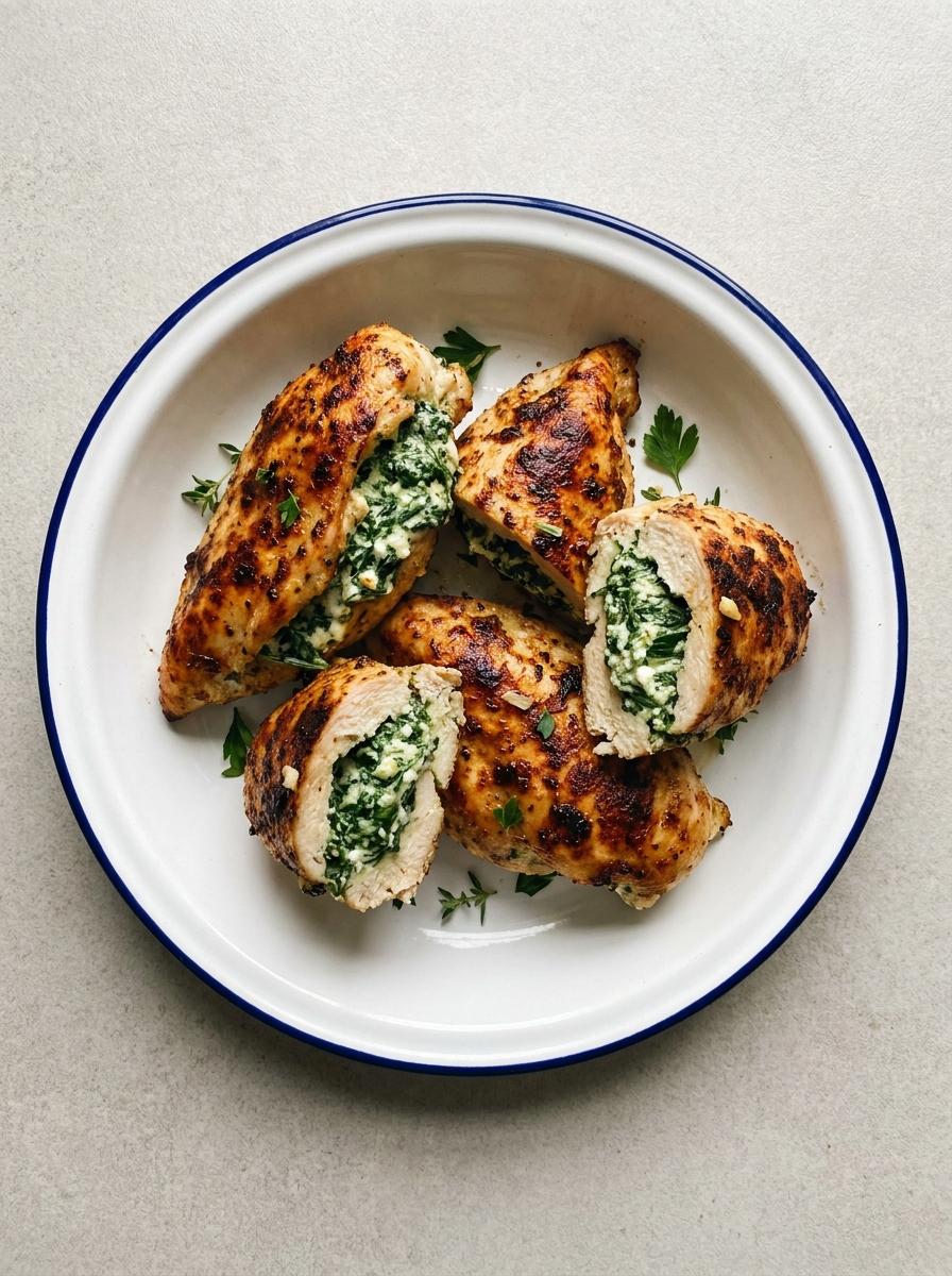 Airfryer gevulde kipfilet met spinazie