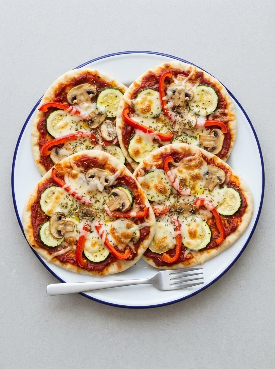 Vegetarische naanbrood-pizza's met groenten